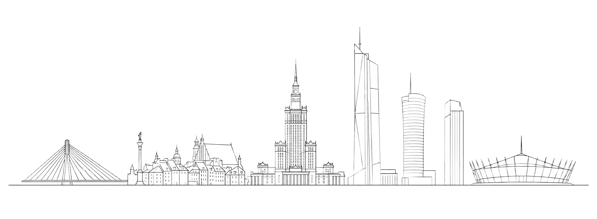 Minimalistyczna linia panoramy Warszawy